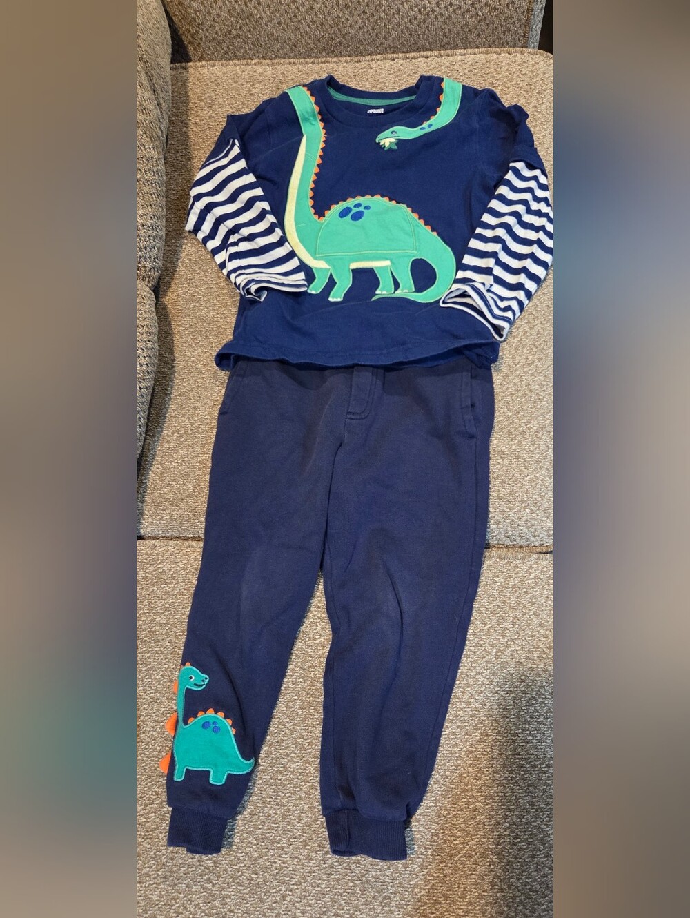 Gymboree Navy Joggers with Green Dino Appliqué Set